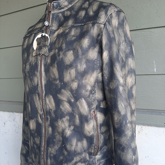 NWT PinoPorte Camo Leather Moto Jacket - Picture 5 of 13